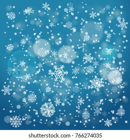 Snowfall in winter abstract background. Christmas background