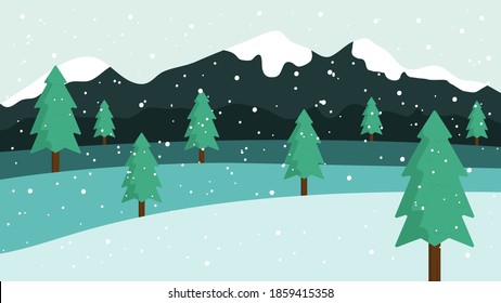 snowfall winter season landscape background vector illustration