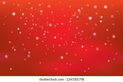 Snowfalls Scenery in Bright Red Vector Background.