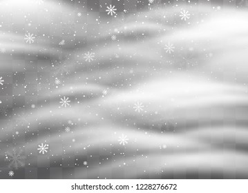 Snowfalls, snowflakes in different shapes and forms. Snowflakes, snow background. Christmas snow for the new year. Mountains of snow piled on the road.