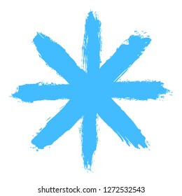 Snowflake 01 from set 01. Drawing of a snow flake drawn by brush stroke. Quick and easy sketching or technique imitating children's drawing. Design graphic element vector illustration EPS file
