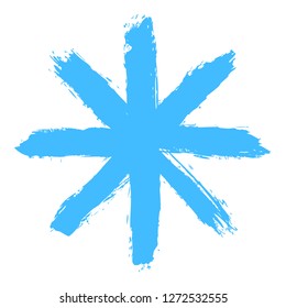 Snowflake 02 from set 01. Drawing of a snow flake drawn by brush stroke. Quick and easy sketching or technique imitating children's drawing. Design graphic element vector illustration EPS file