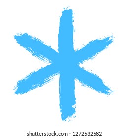 Snowflake 04 from set 02. Drawing of a snow flake painted by brush stroke. Quick and easy sketching or technique imitating children's drawing. Design graphic element vector illustration EPS file