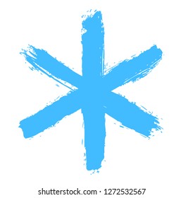 Snowflake 06 from set 02. Drawing of a snow flake painted by brush stroke. Quick and easy sketching or technique imitating children's drawing. Design graphic element vector illustration EPS file