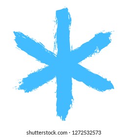 Snowflake 08 from set 02. Drawing of a snow flake painted by brush stroke. Quick and easy sketching or technique imitating children's drawing. Design graphic element vector illustration EPS file