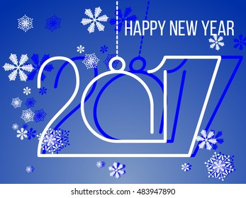 snowflake. 2017 happy new year background