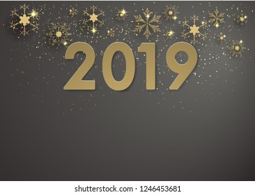 snowflake and 2019 background,light ,merry christmas ,happy new year.