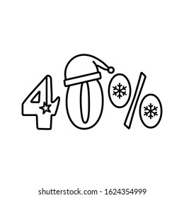 Snowflake 40% icon. Simple line, outline vector elements of winter sale icons for ui and ux, website or mobile application
