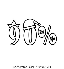 Snowflake 90% icon. Simple line, outline vector elements of winter sale icons for ui and ux, website or mobile application