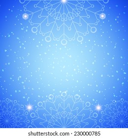 Snowflake abstract blue background 
