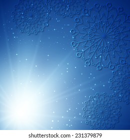 Snowflake abstract blue background