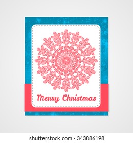 Snowflake with abstract doodle pattern. Christmas collection. Vector illustration.