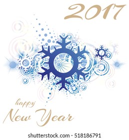 Snowflake, abstract grunge background with place for text, vector illustration