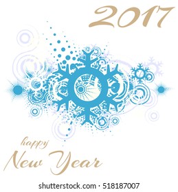 Snowflake, abstract grunge background with place for text, vector illustration