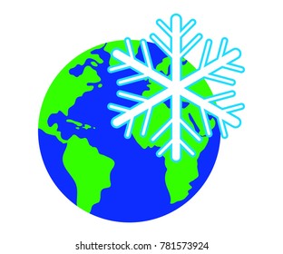 Snowflake against the background of the planet.