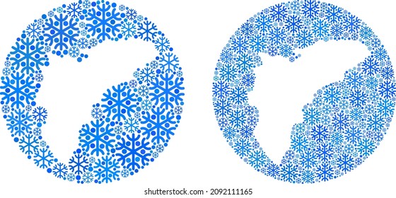 Snowflake Alicante Province map collage is designed with circle and hole. Vector Alicante Province map collage of snowflake items in different sizes and blue color tones.