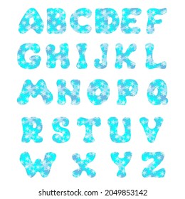 snowflake alphabet drawing, vector illustration