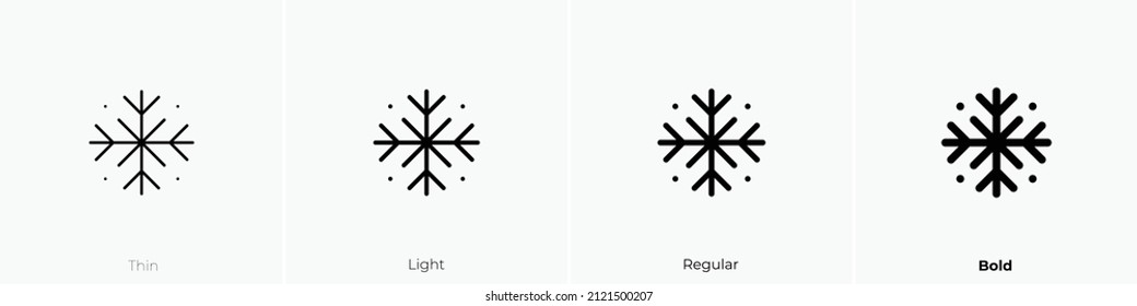 snowflake alt icon. Thin, Light Regular And Bold style design isolated on white background