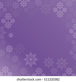Snowflake background. Christmas decoration frame. Abstract illustration for your design
