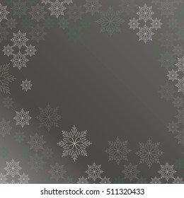 Snowflake background. Christmas decoration frame. Abstract illustration for your design
