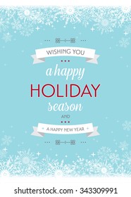 Snowflake background with holiday greeting - vector illustration