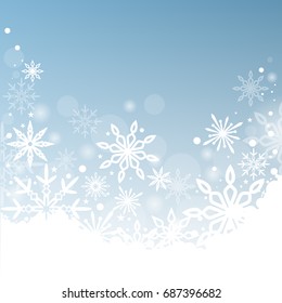 Snowflake background illustration. Blue and white background.