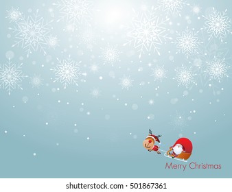 snowflake background - Illustration / Santa Clause / Reindeer sleigh