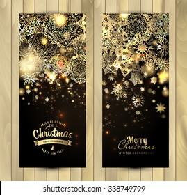 Snowflake background. Vector holiday backdrop. Set of christmas banners. 