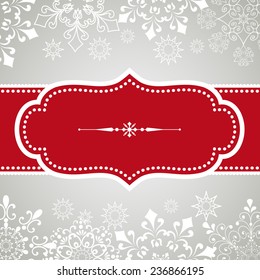 Snowflake Background - Vintage frame design on snowflake background.  Snowflakes are behind a clipping mask.  Colors are global for easy editing.  