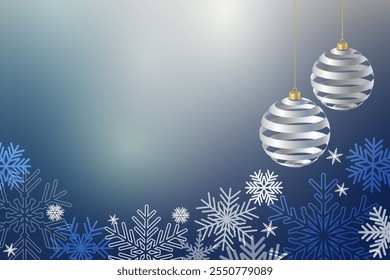 Snowflake background. Winter copy space banner pattern. 