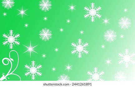 Snowflake background. Winter green and white gradation illustration