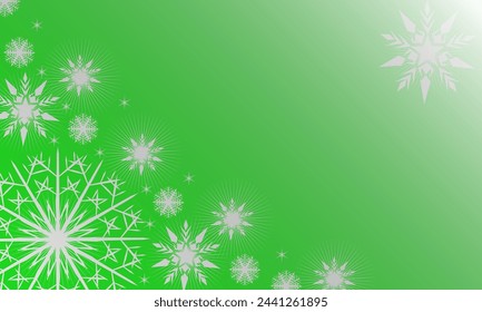Snowflake background. Winter green and white gradation illustration