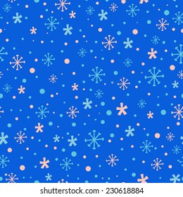 Snowflake background.Vector. Seamless winter pattern with snowflakes.