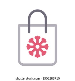 snowflake bag colour line vector icon
