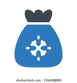 snowflake bag glyph colour vector icon