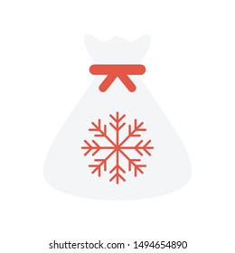 snowflake bag glyph flat vector icon