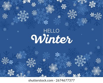 Fondo de Anuncio de copo de nieve con texto_Ilustración vectorial