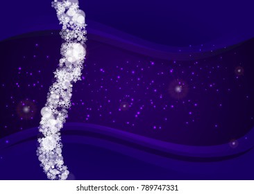 Snowflake banner with ultraviolet snow. New Year backdrop. Winter frame for flyer, gift card, party invite, retail offer and ad. Christmas trendy background. Holiday banner with snowflake banner