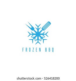 snowflake and bbq tools vector design template