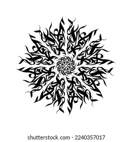 Snowflake Black Gothic Calligraphic 14. Vector Illustration of Calligraphy Design. Snow Christmas Decoration.