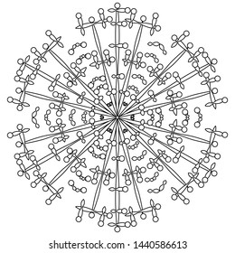 Snowflake in black isolated on white background. The element of snow to create a winter pattern. For fabric design, new year greeting cards.