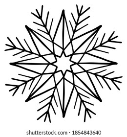 copo de nieve negro sobre fondo blanco, aislado, vector, ilustración, tatuaje, corte láser, logotipo, dibujo, elemento decorativo, gráficos, sello, 