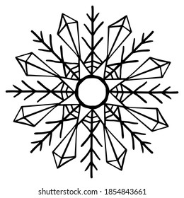 snowflake black on white background, isolated, vector, illustration, tattoo, laser cut, logo, drawing, decorative element, graphics, stamp, 