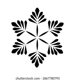 El copo de nieve negro sobre un fondo blanco. Hermoso patrón de esténciles de invierno para las vacaciones de invierno. Ilustración vectorial.