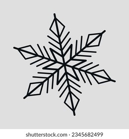 Copo de nieve. Silueta negra. Vector en fondo gris