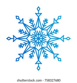 Snowflake of blue color made up of squares, triangles and lines, ice crystal symbolize approaching of winter and holidays vector illustration