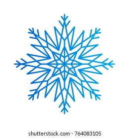 Snowflake of blue color made up of squares, triangles and lines, ice crystal symbolize approaching of winter and holidays vector illustration