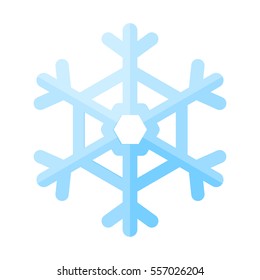 Snowflake blue crystal icon on white. Vector Illustration