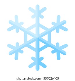 Snowflake blue crystal icon on white. Vector Illustration