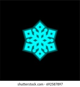 Snowflake blue glowing neon ui ux icon. Glowing sign logo vector